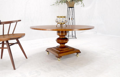 Round Burl Wood Adjustable Height Single Pedestal Base Dining-Coffee Table MINT!