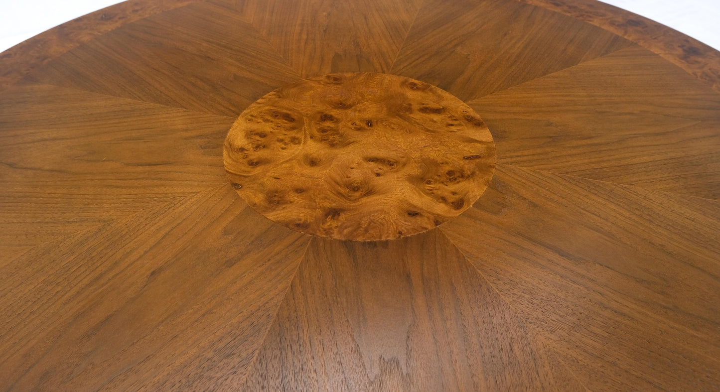 Round Burl Wood Adjustable Height Single Pedestal Base Dining-Coffee Table MINT!