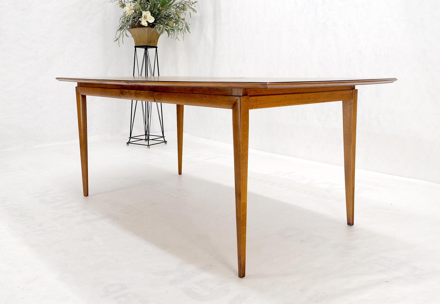 American Walnut Mid Century Modern Boat Shape Dining Table 1 Extension Leaf MINT