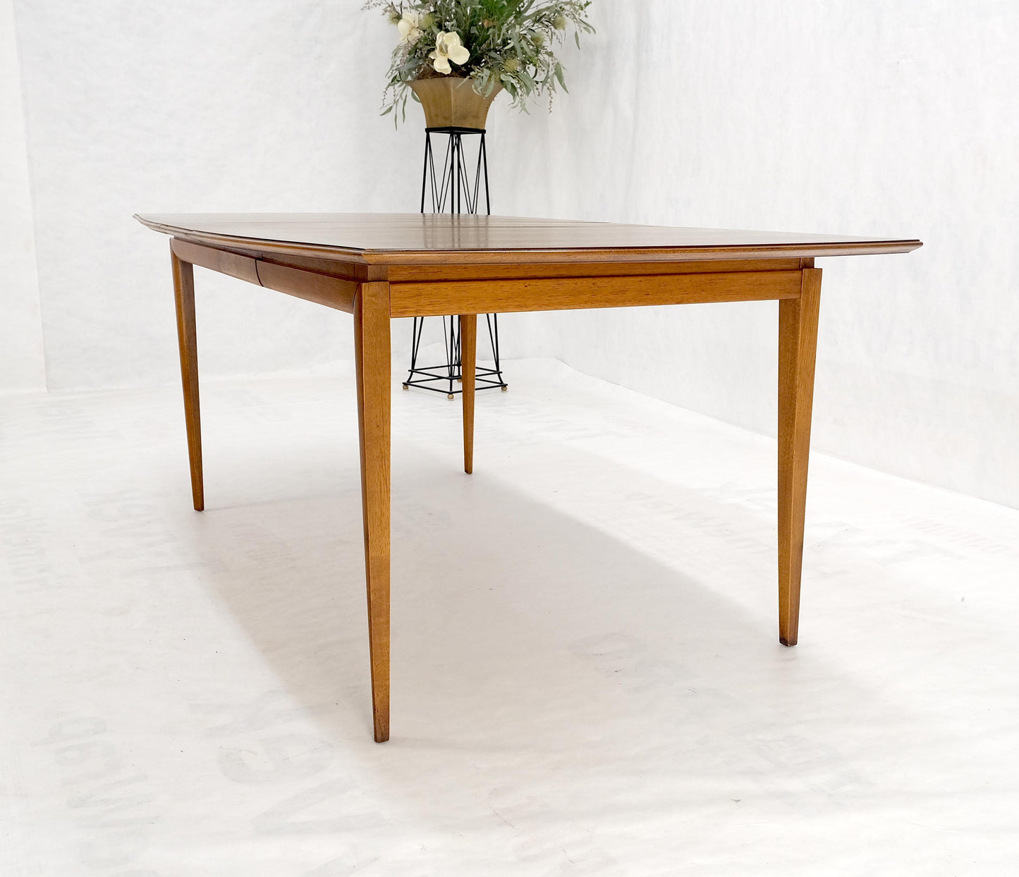 American Walnut Mid Century Modern Boat Shape Dining Table 1 Extension Leaf MINT