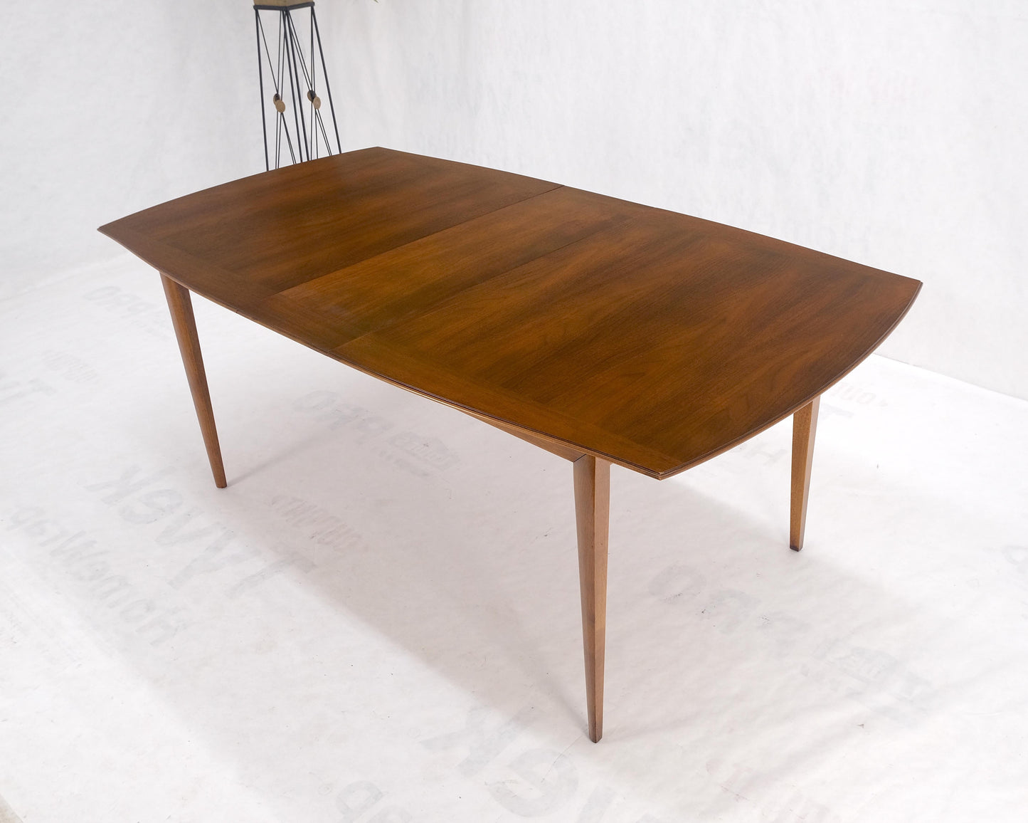 American Walnut Mid Century Modern Boat Shape Dining Table 1 Extension Leaf MINT