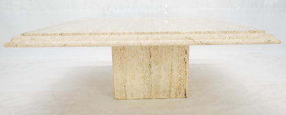 Large 42" Square Single Pedestal Base Italian Mid Century Travertine Table MINT!