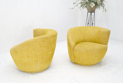 Pair of Vladimir Kagan for Directional Nautilus Chairs Yellow Gold MINT!