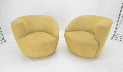 Pair of Vladimir Kagan for Directional Nautilus Chairs Yellow Gold MINT!