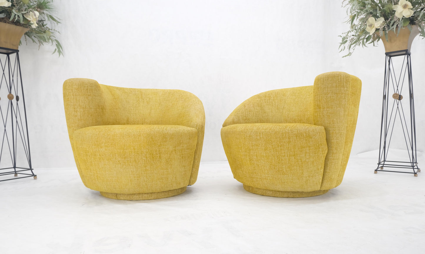 Pair of Vladimir Kagan for Directional Nautilus Chairs Yellow Gold MINT!