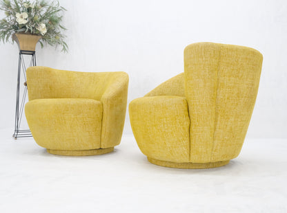 Pair of Vladimir Kagan for Directional Nautilus Chairs Yellow Gold MINT!