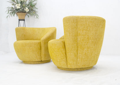 Pair of Vladimir Kagan for Directional Nautilus Chairs Yellow Gold MINT!