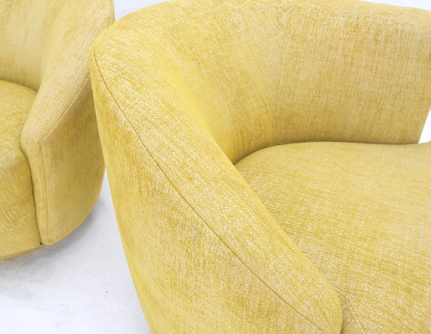 Pair of Vladimir Kagan for Directional Nautilus Chairs Yellow Gold MINT!