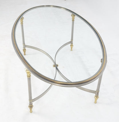 Mid Century Hollywood Regency Italian Oval Glass top Brass & Chrome Coffee Table