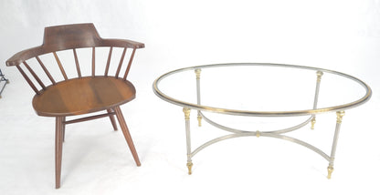 Mid Century Hollywood Regency Italian Oval Glass top Brass & Chrome Coffee Table