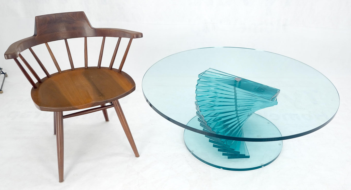 Stacked Glass Fan Shape Base  Round Coffee Table Italian Post Modern Mid Century