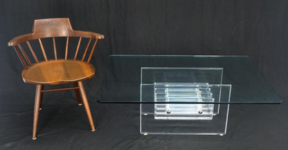 Mid Century Thick Polished Lucite Rectangle Glass Top Coffee Center Table MINT!