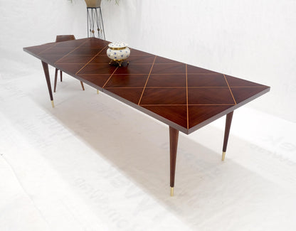 Tommy Parzinger Charak Modern Dimond Top Tapered Leg Dining Table Leaves MINT!