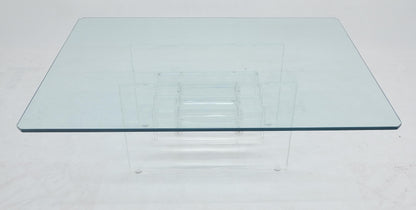 Mid Century Thick Polished Lucite Rectangle Glass Top Coffee Center Table MINT!