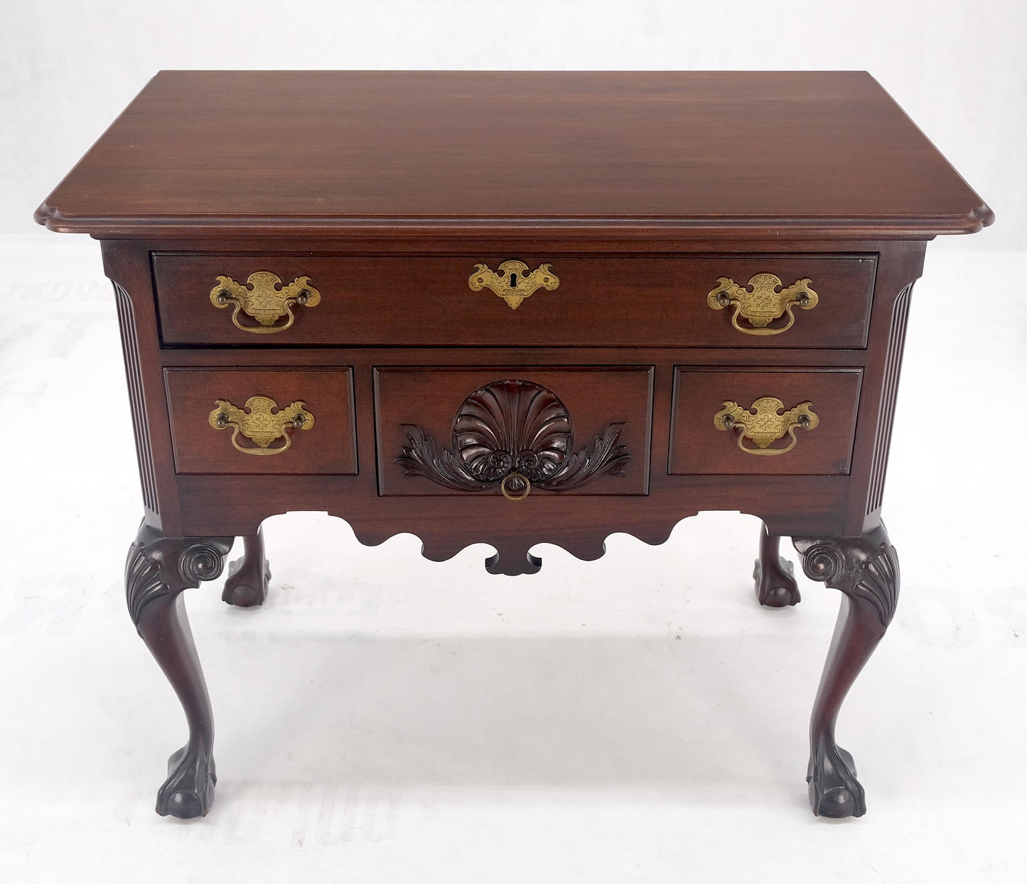 Chippendale Style Carved Mahogany Ball & Claw 4 Drawer Low Boy Dresser CLEAN!