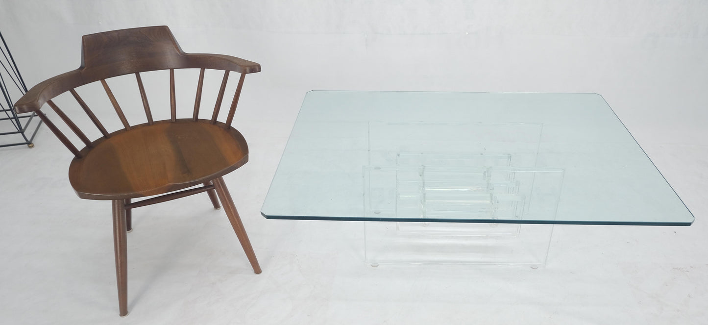 Mid Century Thick Polished Lucite Rectangle Glass Top Coffee Center Table MINT!