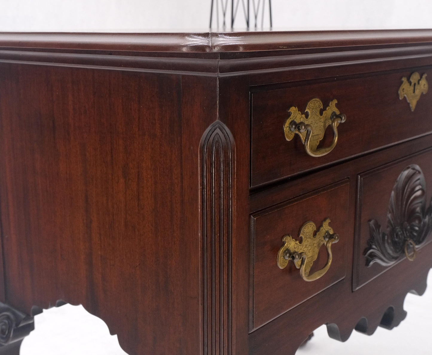 Chippendale Style Carved Mahogany Ball & Claw 4 Drawer Low Boy Dresser CLEAN!