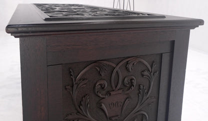 Very Fine Carved Ebonized Mahogany Trunk Hope Chest Dated 1903 Super Clean MINT!