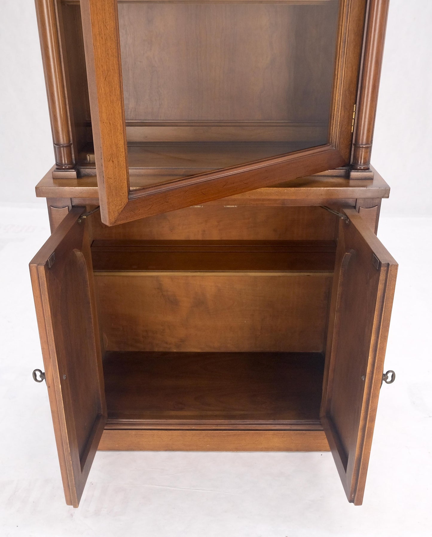 Single Glass Door Solid Cherry Tall Bookcase Cupboard Bottom Compartment MINT!