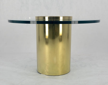 Round Brass Cylinder Base 3/4" Glass Top Coffee Table Dakota Jackson Style MINT!