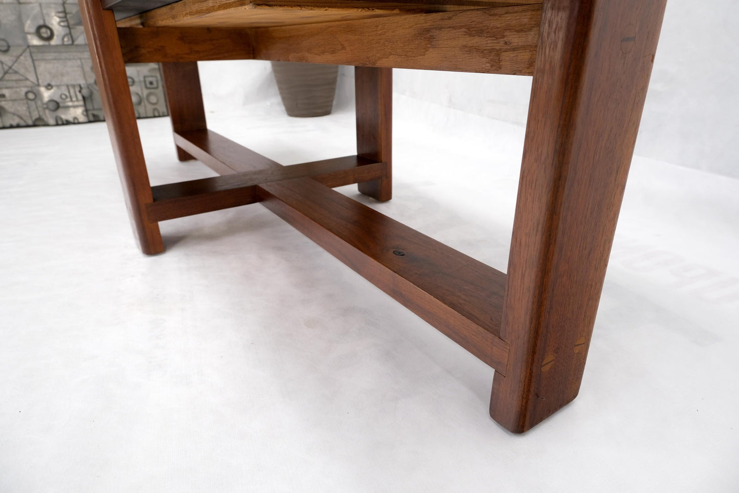 Solid Walnut & Slate Rectangular Mid-Century Modern Coffee Table