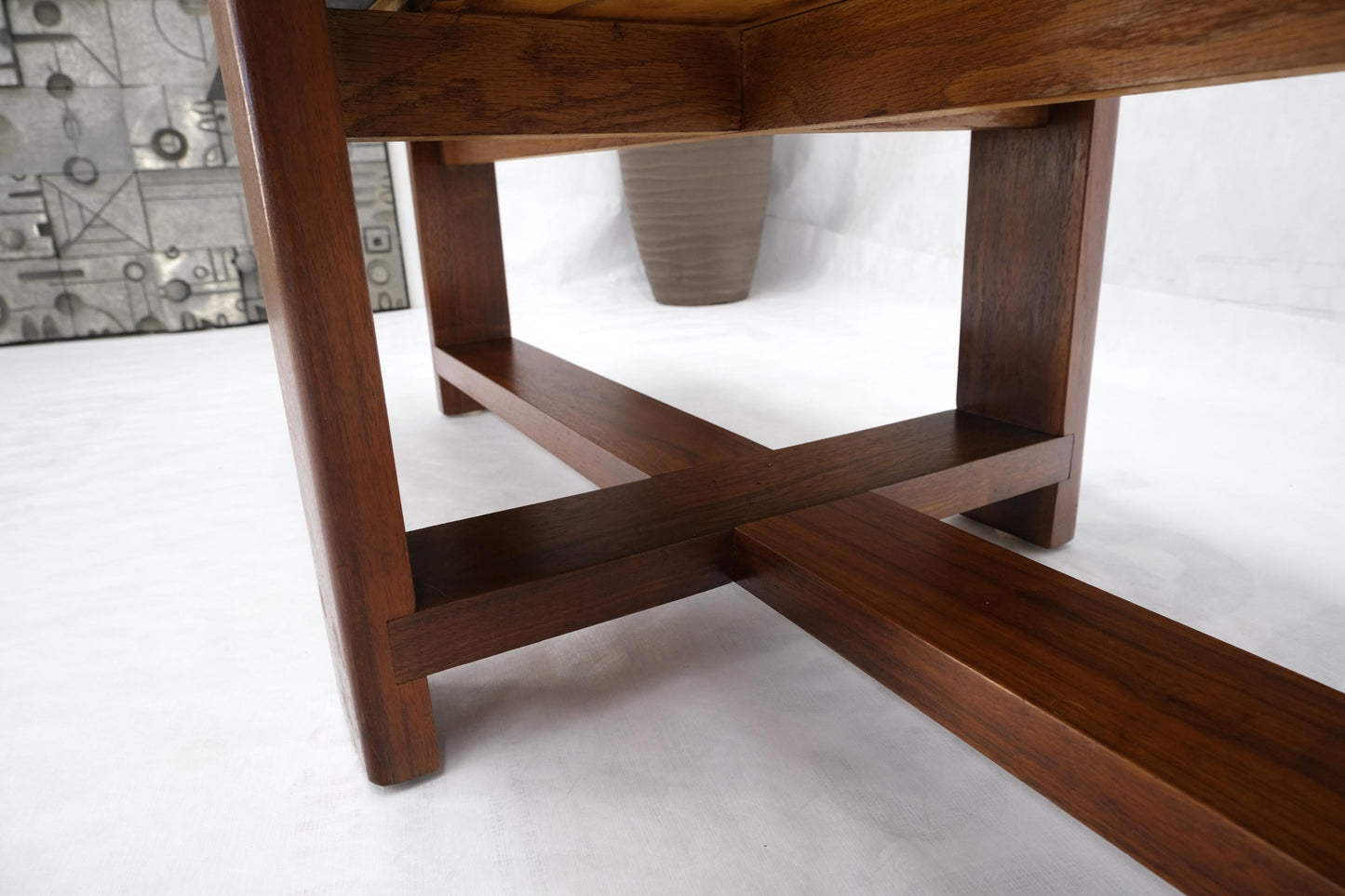 Solid Walnut & Slate Rectangular Mid-Century Modern Coffee Table