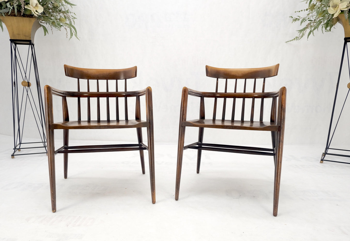 Pair of Paul McCobb Solid Birch Round Back Barrel Shape Arm Chairs