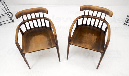 Pair of Paul McCobb Solid Birch Round Back Barrel Shape Arm Chairs