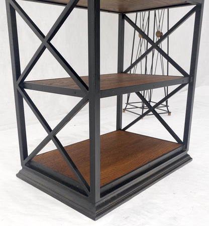 Black Steel & Wormy Chestnut Shelves 8 Foot Tall Etagere BookCase Display MINT