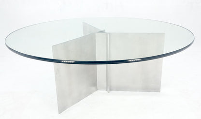 Triangle Aluminum Interlocking Sheet Metal Base Round Glass Top Coffee Table