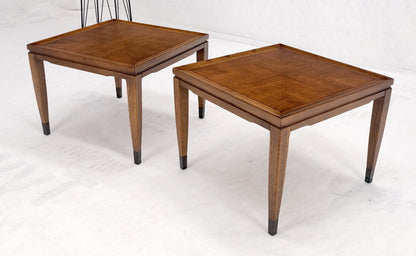 Pair of Mid Century Modern Square  Walnut Side End Tables Removable Legs MINT!