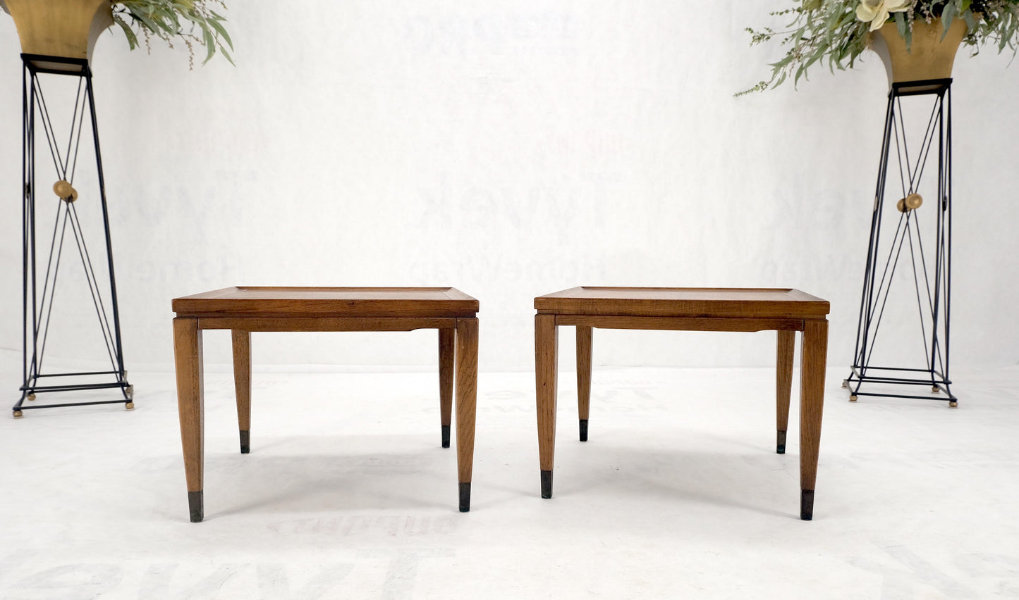 Pair of Mid Century Modern Square  Walnut Side End Tables Removable Legs MINT!