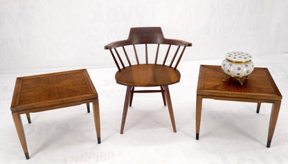 Pair of Mid Century Modern Square  Walnut Side End Tables Removable Legs MINT!