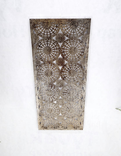 Geometrical Patterns Silver Gilt Sheet Metal Wall Hanging Sculpture Screen MINT