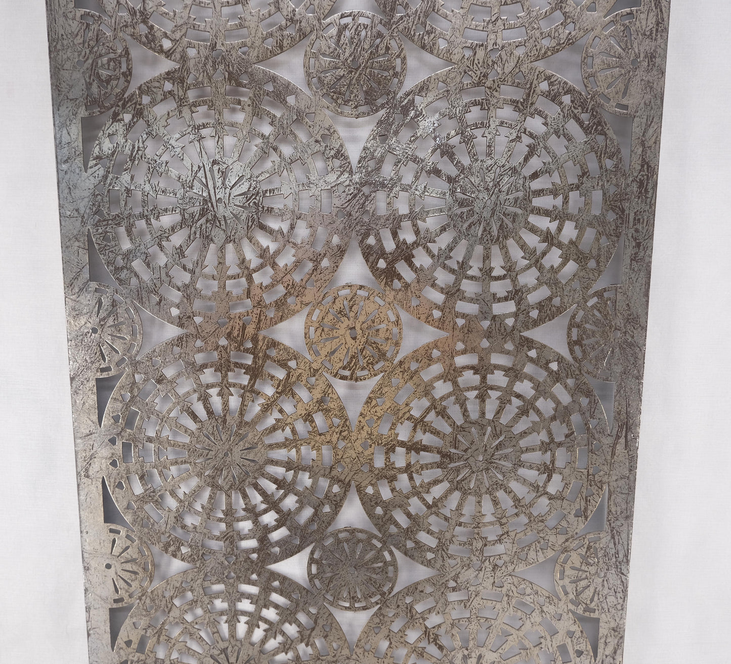 Geometrical Patterns Silver Gilt Sheet Metal Wall Hanging Sculpture Screen MINT