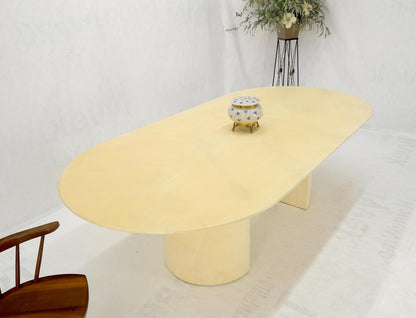 Large Oval Racetrack Knife Edge Lacquered Parchment Goat Skin Dining Table MINT