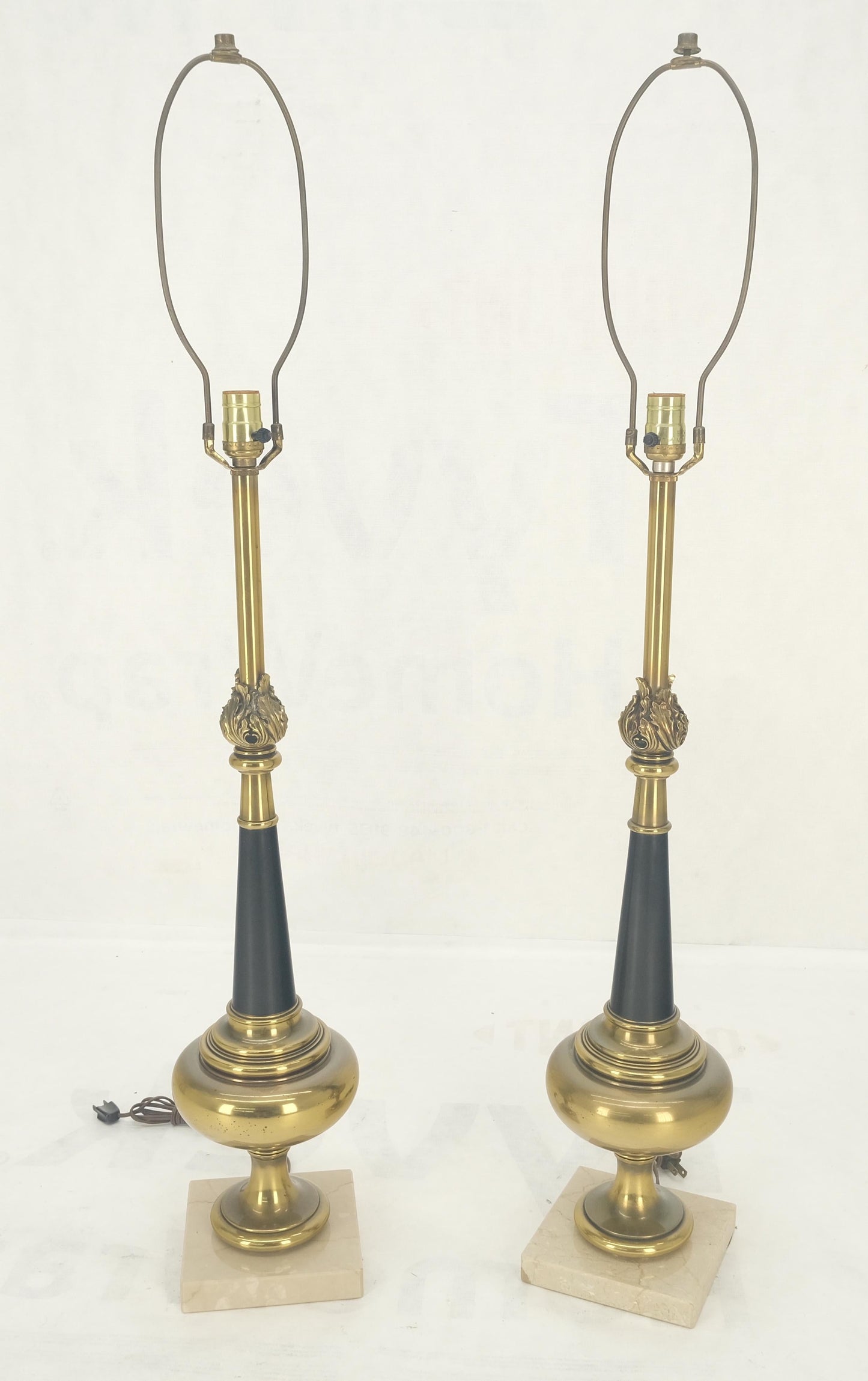 Pair of Mid Century Modern Brass Vase Shape  Table Lamps Stiffel MINT!