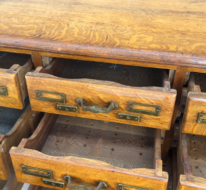 Antique 19th Century Oak Carved Lion Feet 9 Drawers File Cabinet Credenza Mint!