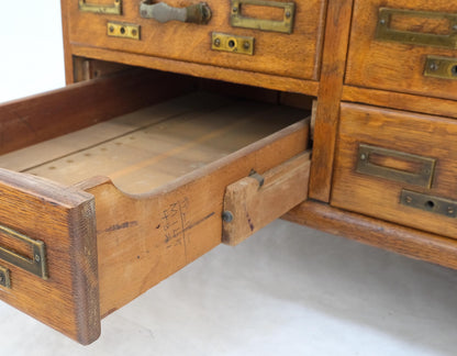 Antique 19th Century Oak Carved Lion Feet 9 Drawers File Cabinet Credenza Mint!