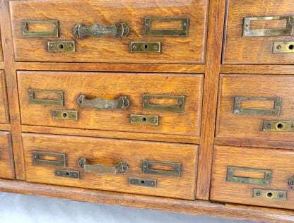 Antique 19th Century Oak Carved Lion Feet 9 Drawers File Cabinet Credenza Mint!