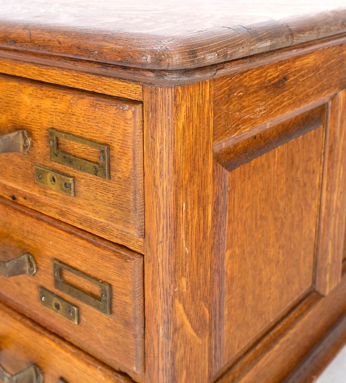 Antique 19th Century Oak Carved Lion Feet 9 Drawers File Cabinet Credenza Mint!