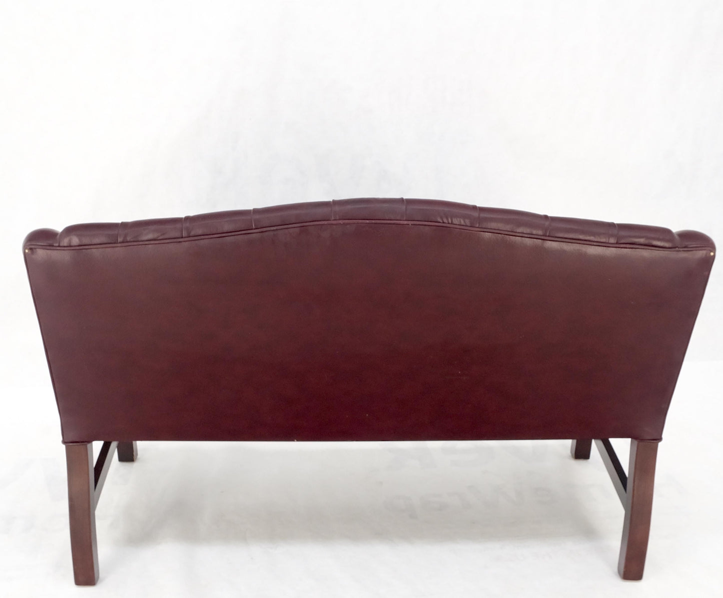 Tufted Burgundy Leather Federal Style Settee Love Seat Couch Sofa MINT!