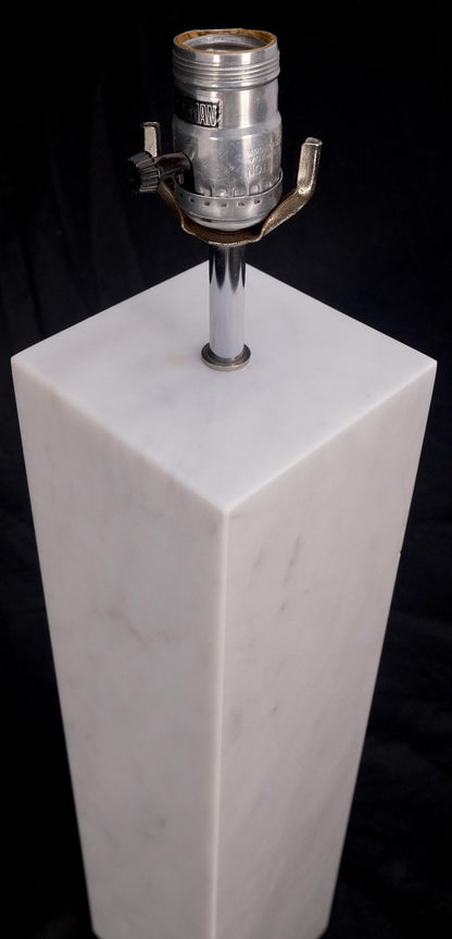 Mid Century Modern Square White Marble Base Gibbing Table Lamp for Hansen MINT!