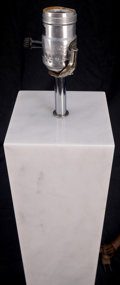 Mid Century Modern Square White Marble Base Gibbing Table Lamp for Hansen MINT!