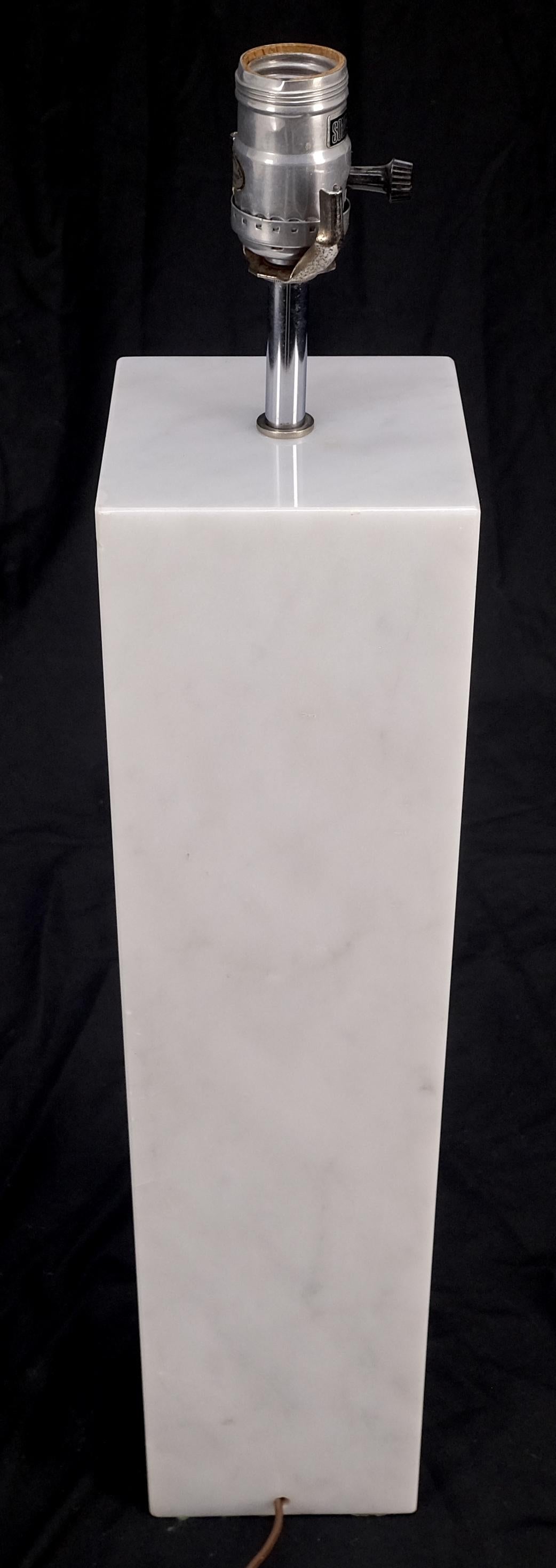 Mid Century Modern Square White Marble Base Gibbing Table Lamp for Hansen MINT!