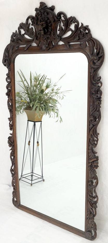 North Winds Standing 8 Feet Tall Heavily Carved Oak Floor Wall Mirror Clean!