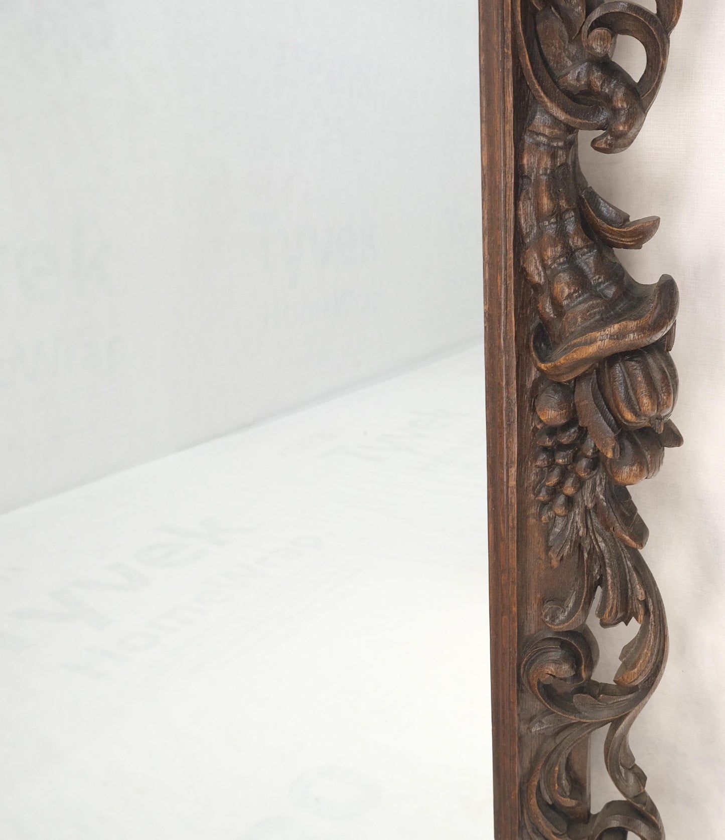 North Winds Standing 8 Feet Tall Heavily Carved Oak Floor Wall Mirror Clean!