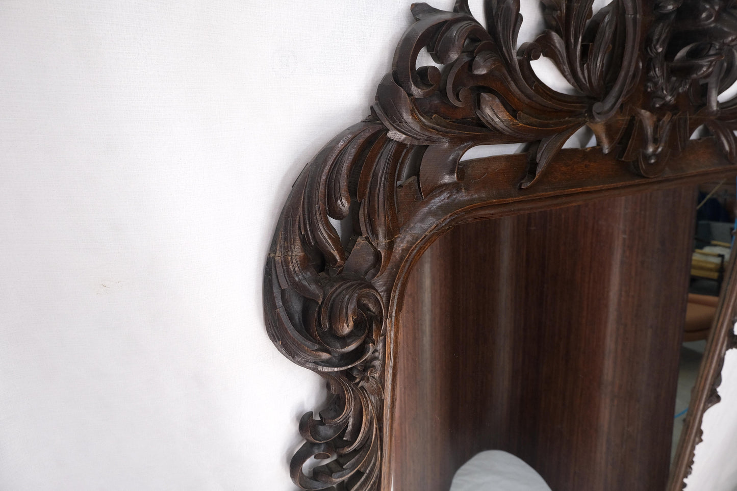 North Winds Standing 8 Feet Tall Heavily Carved Oak Floor Wall Mirror Clean!