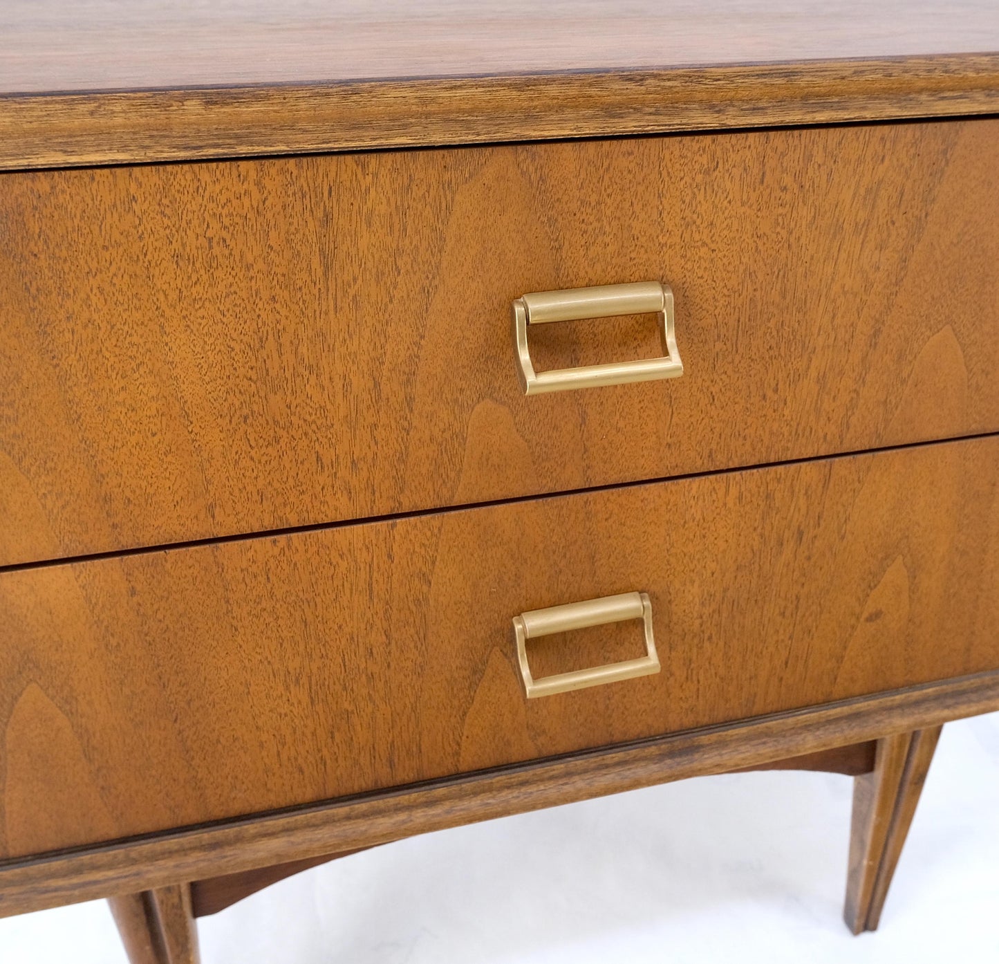 Pair Mid-Century Modern Oiled Walnut Two Drawers End Tabled Nightstands Mint!