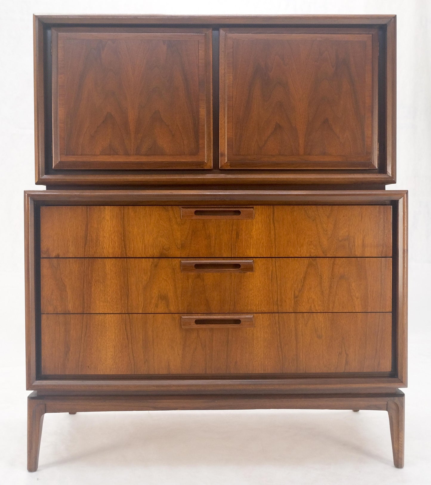 Mid Century Walnut 2 Doors Compartment 7 Drawer High Boy Chest Dresser MINT!